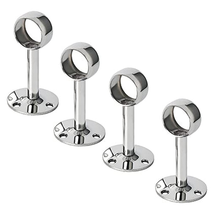 Alise Curtain Rod Holder Bracket 1''Dia,Closet Rod Holders Wall Mount,4Pcs | Ceiling Mounted Curtain Rod Flange Brackets,Ceiling Curtain Rods Brackets,for Bathroom Curtain,Stainless Steel,Chrome Finish - color: Chrome Finish, size: 25mm/1-Inch Dia.