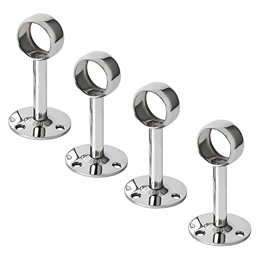 Alise Curtain Rod Holder Bracket 1''Dia,Closet Rod Holders Wall Mount,4Pcs | Ceiling Mounted Curtain Rod Flange Brackets,Ceiling Curtain Rods Brackets,for Bathroom Curtain,Stainless Steel,Chrome Finish - color: Chrome Finish, size: 25mm/1-Inch Dia.