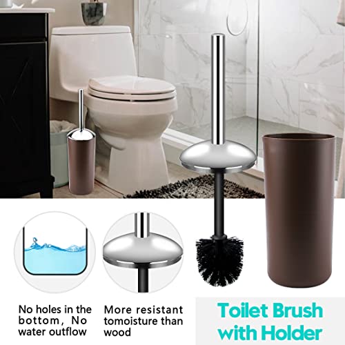 Compact 6-Piece Plastic Bathroom Accessories Set with Small Trash Can, Soap Dispenser, Toothbrush Holder, Cup, Soap Dish, Toilet Brush for Guest Bathroom Dorm Apartment (Coffee) - color: Coffee