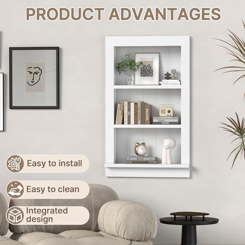 Recessed Medicine Cabinet with Shelves – in-Wall Medicine Cabinet Organizer for Bathroom, Kitchen or Bedroom – Modern White Niche Storage Cabinet 14x24