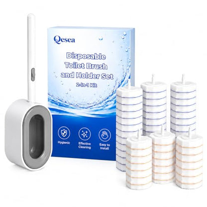 Disposable Toilet Bowl Brush and Holder Set – 40 Refills Included, No-Touch Toilet Wand Cleaning System, Toilet Brush & Holder for Bathroom, Hygienic Toilet Bowl Cleaner Starter Kit - size: 1 Brush + 40 Refills