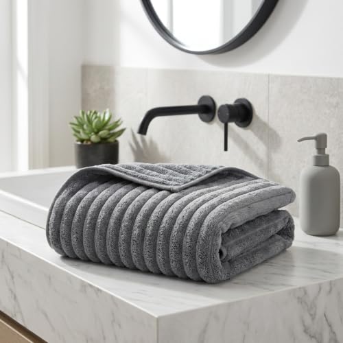 4 Piece Bath Towels, 30"x60" Microfiber Towels Set, Grey | Large Bathroom Towels, Soft Touch, Highly Absorbent, Quick Dry, Lint Free, Long-Lasting, Family Use, Guest Bath & Daily Use - color: Gray, size: 30x60 Bath Towels of 4