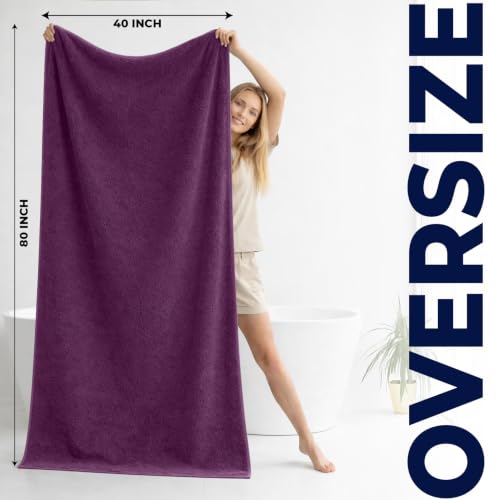 DAN RIVER Pack of 1 Bath Sheet 40x80 Inches, Oversized Quick Dry Towel, Soft Luxury Towels for Bathroom - Purple Passion - color: Purple Passion