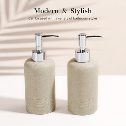 2pcs/Set Hand Soap Dispenser Sets - 10.8oz Refillable Resin Liquid Soap Dispensers with Rust-Proof Pump for Bathroom Countertop or Kitchen, Beige - color: Beige
