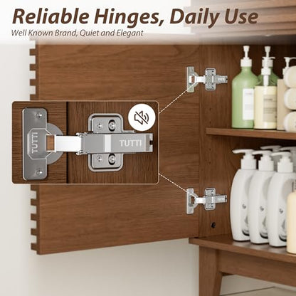 APRILSOUL 24" Bathroom Vanity, Mid-Century Bathroom Vanity Cabinet with 2 Soft Closing Doors, Freestanding Bathroom Cabinet, Particleboard Frame with Wood Grain Laminate, Walnut (Sink Not Included) - color: Walnut, size: 24 Inch