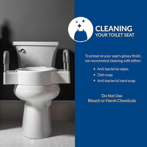 Bemis Rise 4.5" Raised Toilet Seat with Support Handles, Hinges Never Loosen, Fits Round and Elongated - style: Raised Seat with Handles