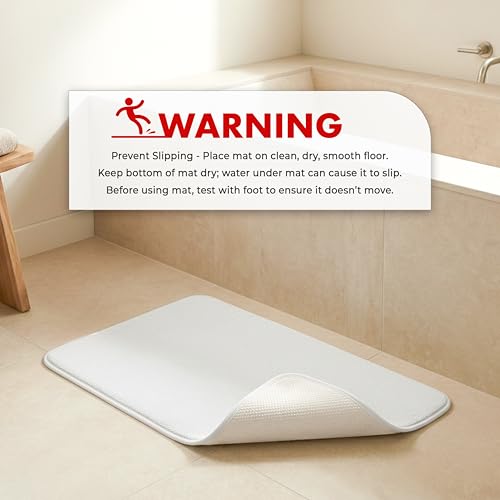 American Soft Linen 21x32 Fluffy Foamed Slip Reducer Bath Rug, Machine Washable Area Bath Mat Rugs for Bathroom, White - color: Bright White, style: 21x32" Fluffy Foamed Bath Mat