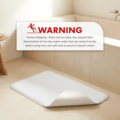 American Soft Linen 21x32 Fluffy Foamed Slip Reducer Bath Rug, Machine Washable Area Bath Mat Rugs for Bathroom, White - color: Bright White, style: 21x32" Fluffy Foamed Bath Mat