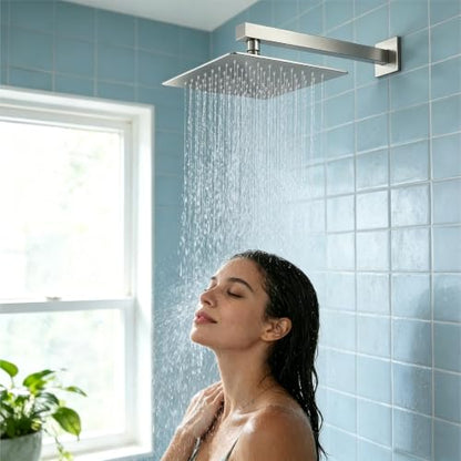 Midanya Square Rain Shower Head,High Pressure,Brushed Nickel 6 Inch | 360°Swivel,Ceiling or Wall Mount,Waterfall Full Body Coverage,Bathroom Remodel,Stainless Steel Large Rainfall Shower Head - color: Nickel, size: 6 Inch