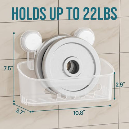 TAILI Shower Caddy Suction Cup 2 Pack, Heavy Duty Bathroom Organizer, Removable Shelves for Inside Shower, Shampoo, Waterproof Suction Plastic Storage for Bathroom Accessories Holder, Frosted Clear - style: 1 × Frosted Clear