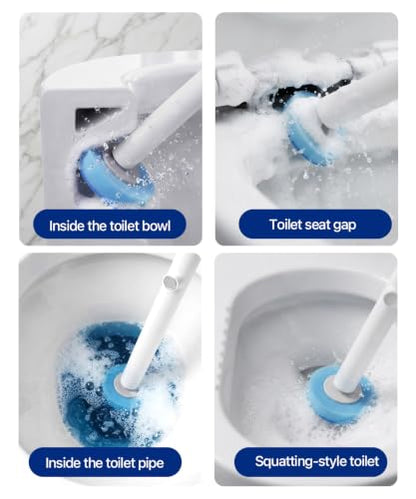 Disposable Toilet Brush with 32 Refills Deep Cleaning Touch Free | Auto Lid Opener Wall-Mounted Toilet Wand Kit for Deep Cleaning Bathroom Touch Free Access Toilet Bowl Cleaner