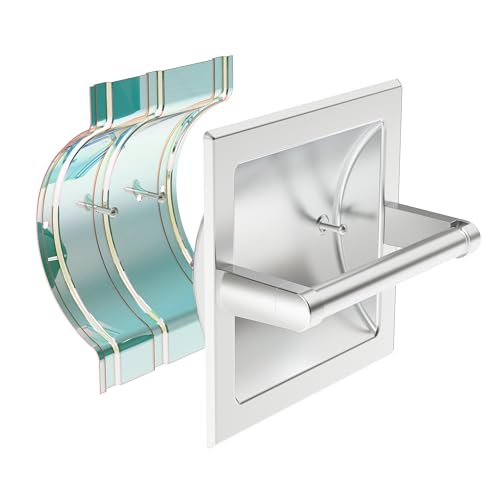 Brushed Nickel Recessed Toilet Paper Holder,Pivoting Toilet Tissue Holder,Made of SUS304 Stainless Steel, in Wall Toilet Paper Holder with Bracket - color: Brushed Nickel