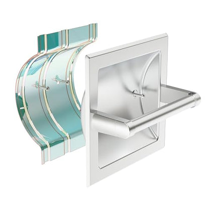 Brushed Nickel Recessed Toilet Paper Holder,Pivoting Toilet Tissue Holder,Made of SUS304 Stainless Steel, in Wall Toilet Paper Holder with Bracket - color: Brushed Nickel