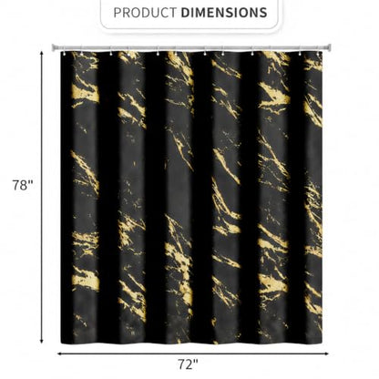 Black and Gold Shower Curtain 72 x 78 Inch, Extra Long Black Marble Shower Curtain, Modern Fabric Shower Curtains for Bathroom, Water Resistant Bath Curtain Set with Hooks, Black Gold Texture - color: Black, size: 72"W x 78"L (Pack of 1)