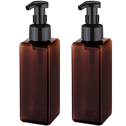 Foaming Soap Dispenser, 34oz Plastic Refillable Pump Bottle, 2 Pack, Amber | Hand Dispenser for Liquid Soap, Shampoo & Body Wash – Saves Soap with Rich Foam, Reusable, Easy to Refill, BPA-Free - color: Amber, size: 33 oz (2 Pack)
