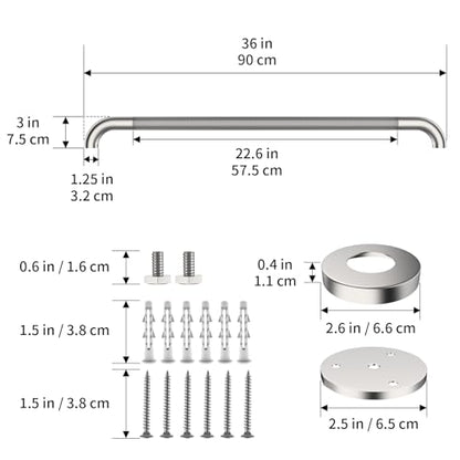 36 Inch Brushed Nickel Shower Grab Bar with Anti-Slip Knurled Grip | YuanDe Stainless Steel Bathroom Grab Bars,Shower Handrail Support, Handicap Elderly Balance Assist Handles-2Packs - color: Brushed Nickel, size: 36inch-2Pack