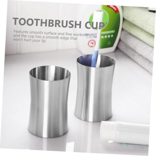Ipetboom Stainless Steel Toothbrush Tumbler Cup for Bathroom Travel Use Smooth Polished Surface Multi Functional Water and Beverage Holder Single Travel Cup for Couples