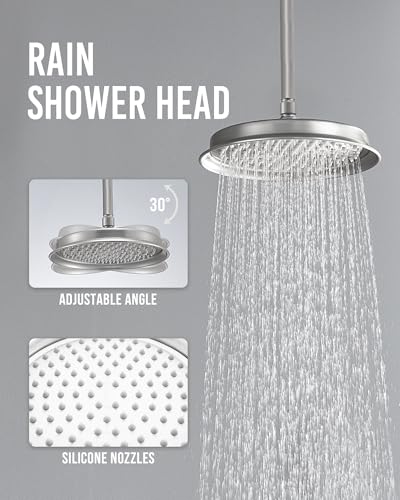 DASAN Antique Dual Shower Head Faucet Set, Dual Rain Shower Head System Complete Double Head Shower Fixture Combo - color: Brushed Nickel