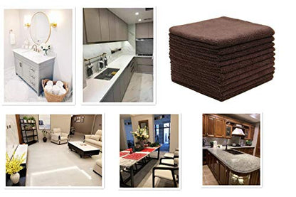 Microfiber Cleaning Cloth, Washcloths, 12x12 inch, 10 Pack, Brown | Fast Drying Dish Cloths for Washing Dishes, Ultra Absorbent Dish Rags, Lint Free Cleaning Rags For House&Kitchen - color: Brown