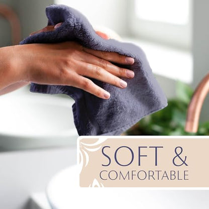 MAURA Indigo Blue Hand Towels for Bathroom. Luxury Turkish Cotton Bath Hand Towels Set of 6. Ultra-Soft, Thick & Plush - Denim Blue - color: Denim Blue, size: Hand Towel (6-Pack)
