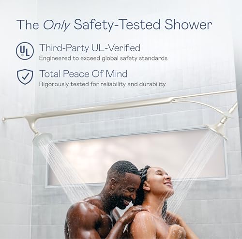 BOONA Tandem Shower as seen on Shark Tank | Dual Shower Head for Couples | Brushed Nickel, Two Showerheads - color: Brushed Nickel, size: Two Showerheads