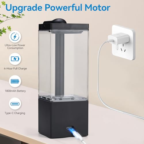 Automatic Soap Dispenser,Touchless Dish Soap Dispenser,16.5oz/490mL Wall Mounted,USB Rechargeable,3 Adjustable Soap Dispensing Levels,Liquid Hand Dispenser for Bathroom,Kitchen,Office(Black)