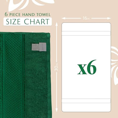 MAURA Hunter Green Hand Towels for Bathroom. Luxury Turkish Cotton Bath Hand Towels Set of 6. Ultra-Soft, Thick & Plush - Dark Green - color: Midnight Green, size: Hand Towel (6-Pack)