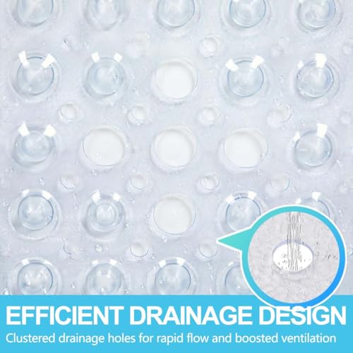 21 x 21 Inch Shower Stall Mat Non Slip, Square Bath Mat for Stand Up Showers with Suction Cups and Drainage Holes, Machine Washable, Clear