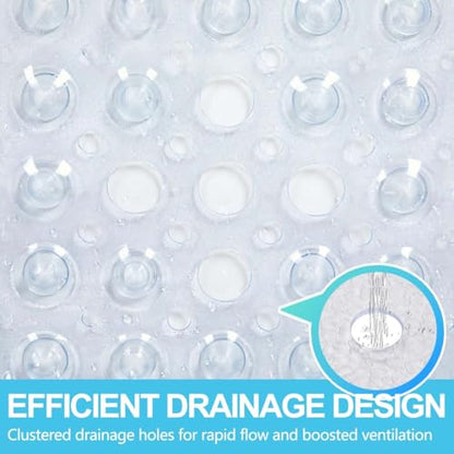 21 x 21 Inch Shower Stall Mat Non Slip, Square Bath Mat for Stand Up Showers with Suction Cups and Drainage Holes, Machine Washable, Clear
