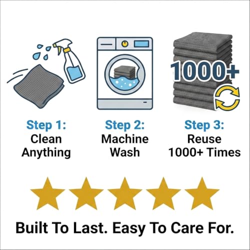 Waffle Weave Microfiber Towel, 12 x 12 inches, Barista Towels, Lint Free Cloth, Glass Towels, Waffle Towels Car Detailing, 6 Pack Premium Microfiber Cleaning Cloth - size: 6 Pack