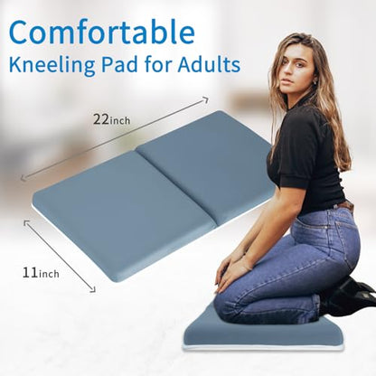 JJGoo Bath Kneeler with Elbow Rest Pad Set, 1.5 inch Kneeling Pad Mat for Bathtub Baby Bathing Parents, Painless Foam Mat with Toy Organizer Pockets, Non-Slip for Baby and Toddler Bathing - color: Blue