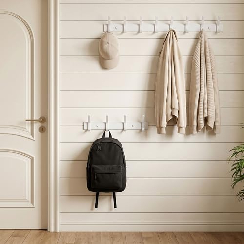 WEBI Coat Rack Wall Mounted,Coat Hooks Wall Mount,Coat Hanger Wall Hook Rack,4 Hooks for Hanging Coats,Hats,Jacket,Clothes,White - size: 4 Hooks