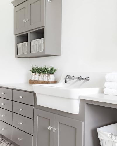 2-Handle Bathroom Faucet Brushed Nickel: WOWOW Wall Mount Bathroom Sink Faucets Brass and Rough-in Valve Included, 8 Inch Lavatory Faucet 3 Hole Antique Tap - color: Brushed Nickel