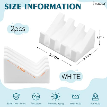 Silicone Soap Dish Self Draining with Suction Cups (Black-White) | Waterfall drainage design drains fast to keep soap dry silicone soap saver with reusable suction cups for bathroom & kitchen - color: Black-white, size: 2