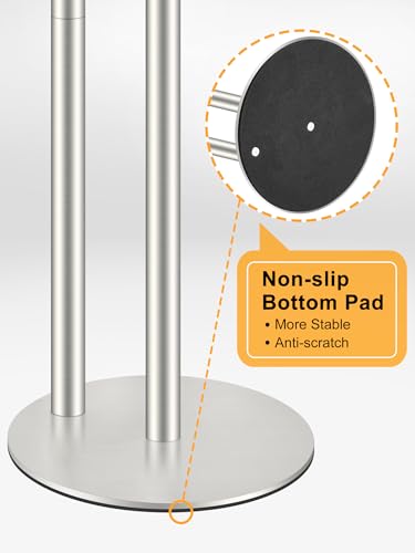 Toilet Paper Holder Stand, Rustproof Modern Free Standing Bathroom Tissue Holder Storage for 4 Rolls, Stainless Steel Anti-Slip Base with Reserve, Brushed Nickel, YOFOVI