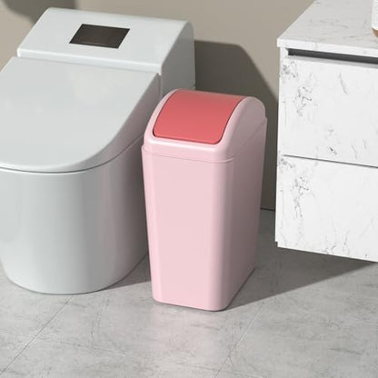 4.5 Gallon Slim Swing Top Garbage Can, Plastic Trash Bin with Lid | Pink Small Trash Bin, Waste Basket with Lid - color: Pink