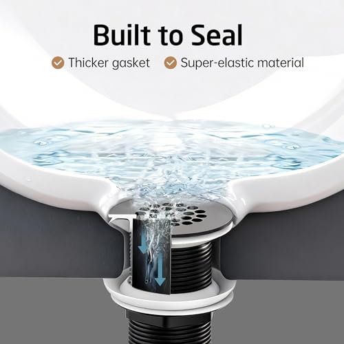 KES Bathroom Sink Grid Drain Without Overflow, Faster Drainage Anti-Clog | Matte Black Vanity & Vessel Drain Strainer, All Metal, Stainless Steel & Brass, S2021D-BK - color: Black
