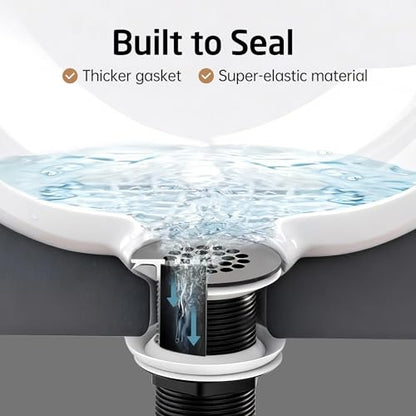 KES Bathroom Sink Grid Drain Without Overflow, Faster Drainage Anti-Clog | Matte Black Vanity & Vessel Drain Strainer, All Metal, Stainless Steel & Brass, S2021D-BK - color: Black