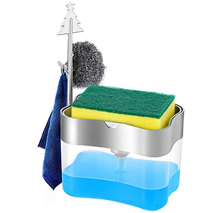New 2026 Version Soap Dispenser with Added Features - Premium Quality Dish Soap Dispenser - Countertop Kitchen Soap Dispenser, Sink Dish Washing 13 Ounces (Sponge Included) - color: Silver