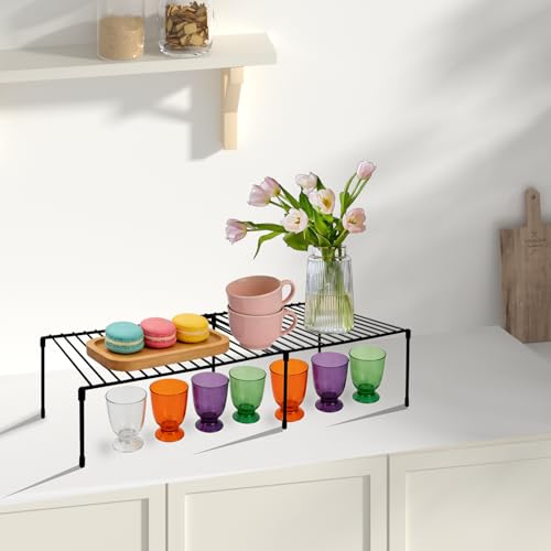 Freezer Shelf Rack - Expandable Freezer Shelves Shelf with Anti-Slip Feet, Adjustable Wire Racks for Cabinets, Top Freezer, Kitchen Pantry, Counter, Spice & Dish Cupboard Storage