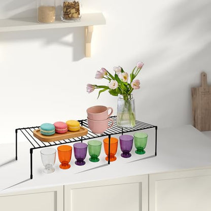 Freezer Shelf Rack - Expandable Freezer Shelves Shelf with Anti-Slip Feet, Adjustable Wire Racks for Cabinets, Top Freezer, Kitchen Pantry, Counter, Spice & Dish Cupboard Storage