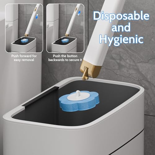 Disposable Toilet Cleaning System Disposable Toilet Brush with 18 Wand Refills Bowl Cleaner Wands ＆ Scrubber Refill Heads Wall Hanging Cleaning System
