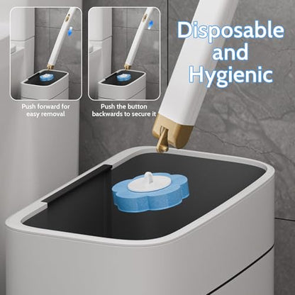 Disposable Toilet Cleaning System Disposable Toilet Brush with 18 Wand Refills Bowl Cleaner Wands ＆ Scrubber Refill Heads Wall Hanging Cleaning System