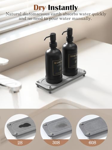 Luxspire 17 oz Glass Liquid Soap Dispenser Set, Black + Dark Gray, 2 Pack | Anti-drip pump, wide mouth easy refill, non-slip silicone base, 7 waterproof labels, refillable glass for hand dish soap - color: Black+gray