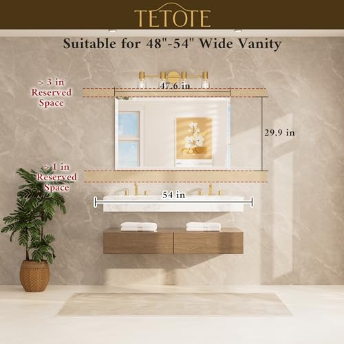 TETOTE 48" x 30" Large Rectangle Mirror with Frameless Tempered Beveled Edge for Vanity and Bathroom - size: 30"L x 48"W