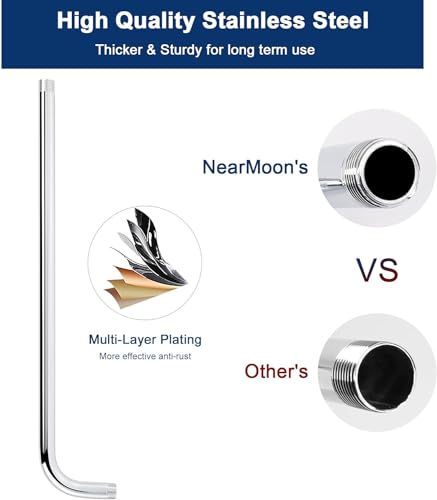 NearMoon Shower Arm, Extra Extension Arm with Flange, Stainless Steel Wall-Mounted Showerhead Extender Pipe (20 Inch, Chrome Finish) - color: Chrome Finish, style: 20 Inch
