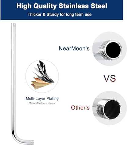 NearMoon Shower Arm, Extra Extension Arm with Flange, Stainless Steel Wall-Mounted Showerhead Extender Pipe (20 Inch, Chrome Finish) - color: Chrome Finish, style: 20 Inch