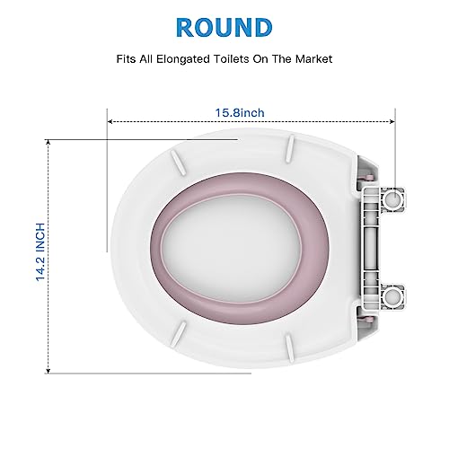 Toilet Seat Elongated White Flat Toilet Seat Cover with Quick Release Easy Clean Hinges, Comfortable Fit for Standard Toilets, Perfect for Home Bathroom Upgrades, Apartments and Guest Restrooms - size: Round