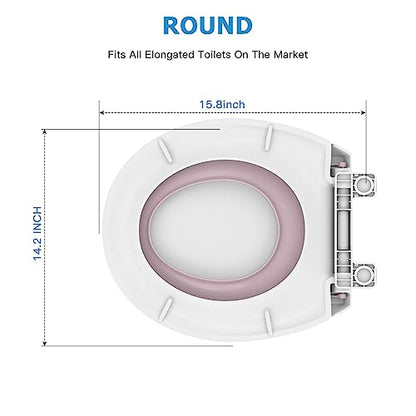 Toilet Seat Elongated White Flat Toilet Seat Cover with Quick Release Easy Clean Hinges, Comfortable Fit for Standard Toilets, Perfect for Home Bathroom Upgrades, Apartments and Guest Restrooms - size: Round