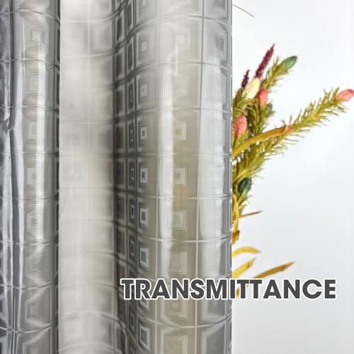 Grey Plastic Shower Curtain Liner, 3D Pattern, 70x72 in, 1 Pack | 100% waterproof, PEVA, modern 3D square pattern, 12 rust-free pouch holes, fits standard tubs, for home, hotel, dorm - color: Square-gray